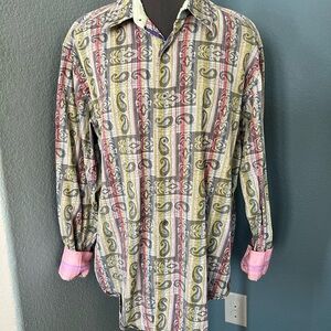 Robert Graham Purple Paisley Long Sleeve Button Down Shirt Size Large